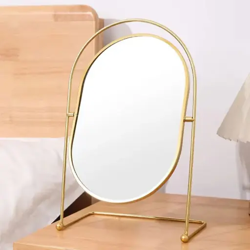 [MR7-23] Miroir doré avec support élégant 